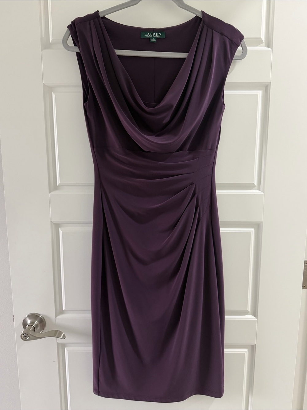 🦋 Ralph Lauren Plum Cowl Neck Midi Dress